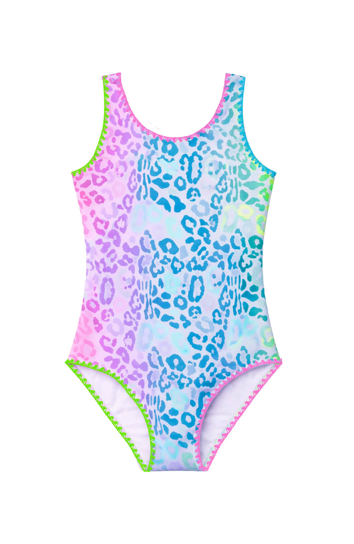 Lottie Leopard Print One Piece with Embroidered Trim