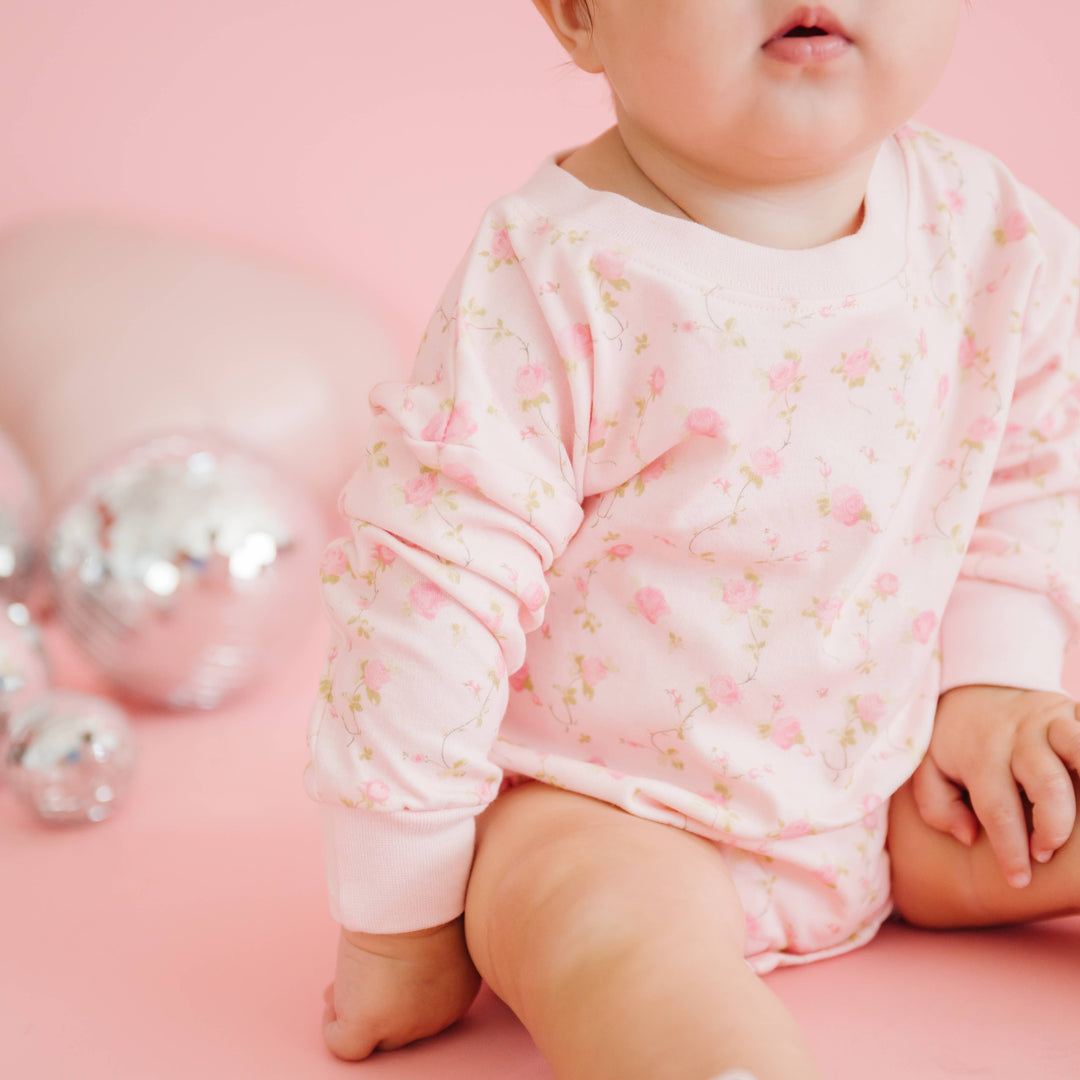 Pink Rose Long Sleeve Romper
