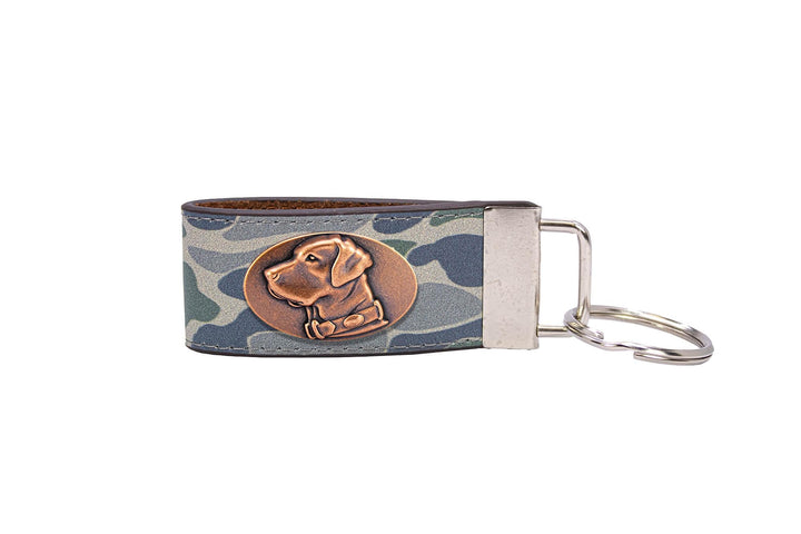 Lab Hunting Old School Camo Leather Loop Keychain