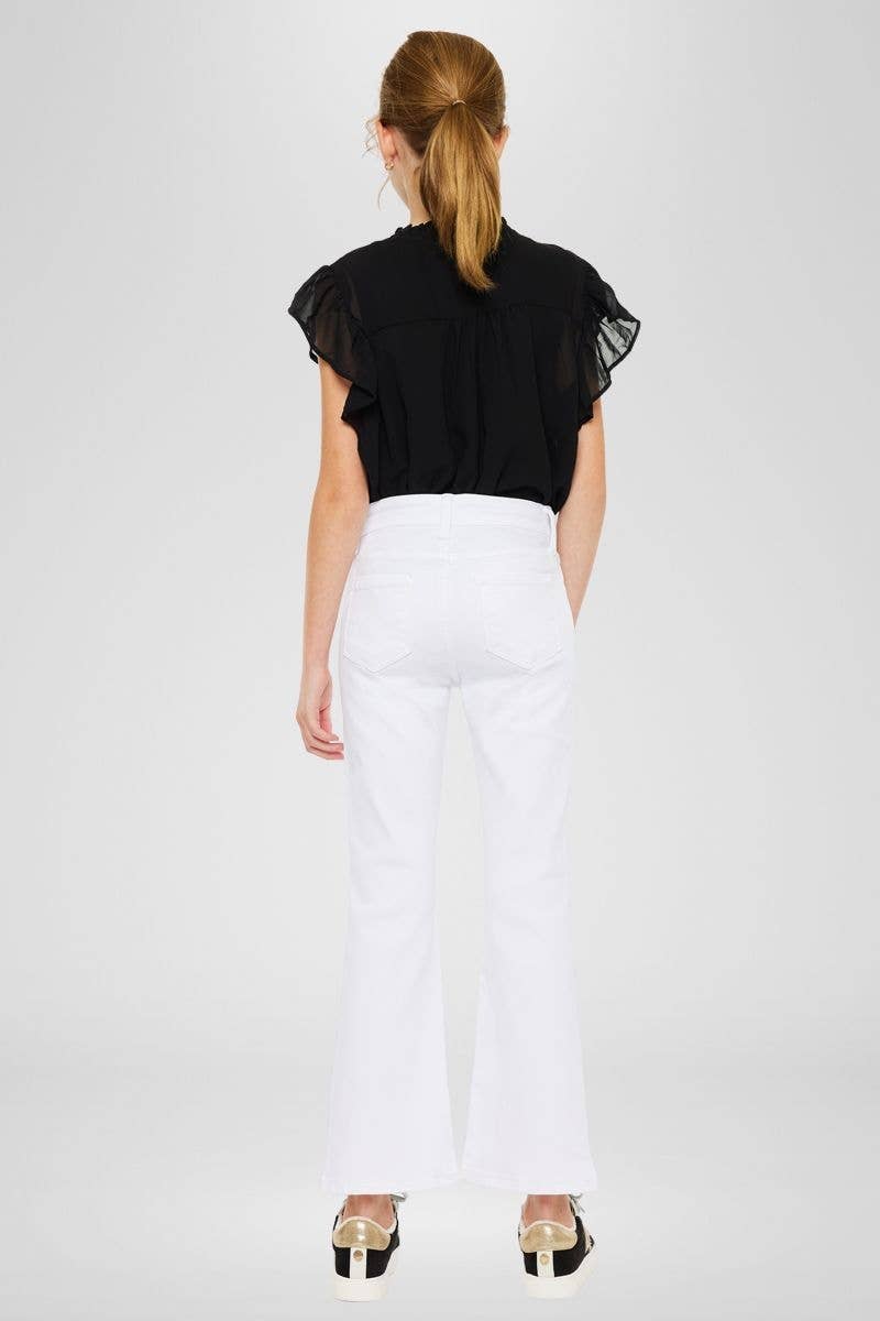 Amelia High Rise White Kick Flare Jeans