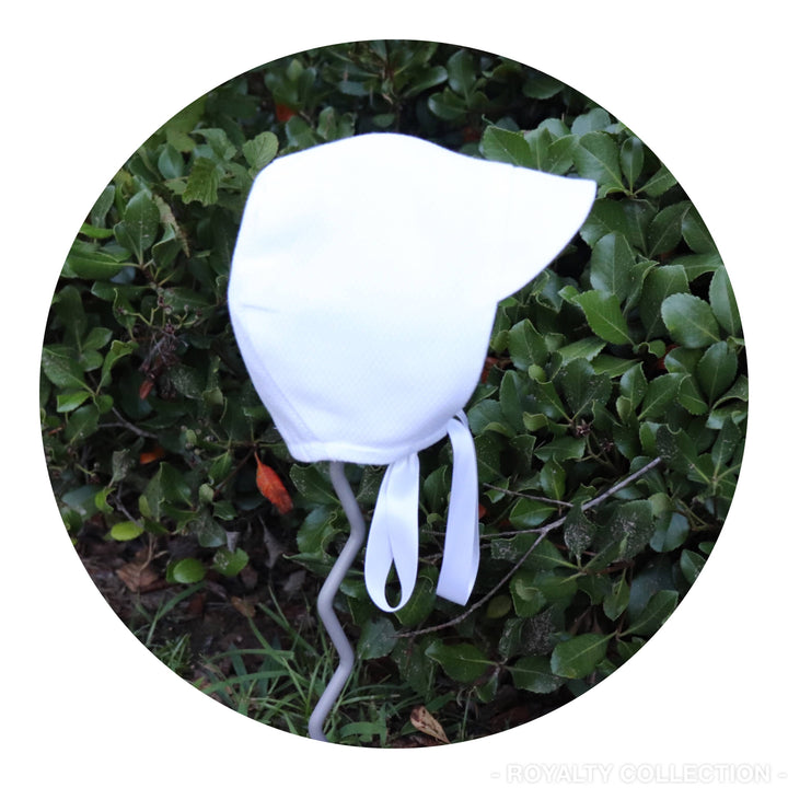 White Cotton Pique Baby Boy Bonnet