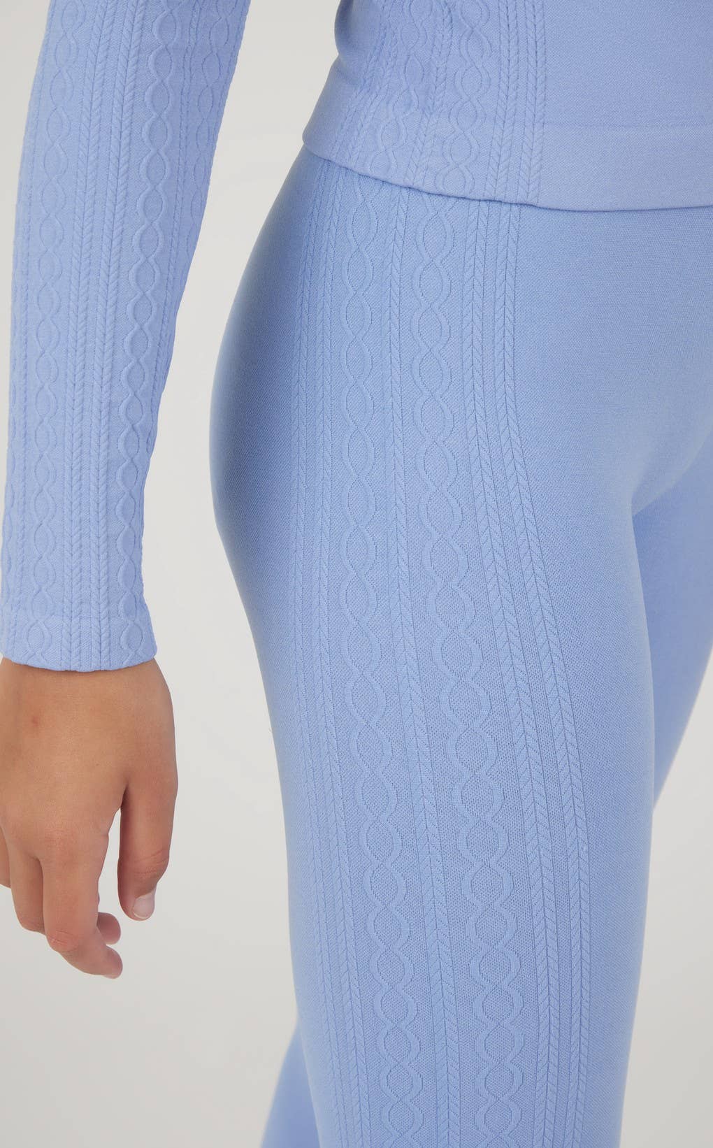 Girls Seamless Cable Knit Textured Leggings