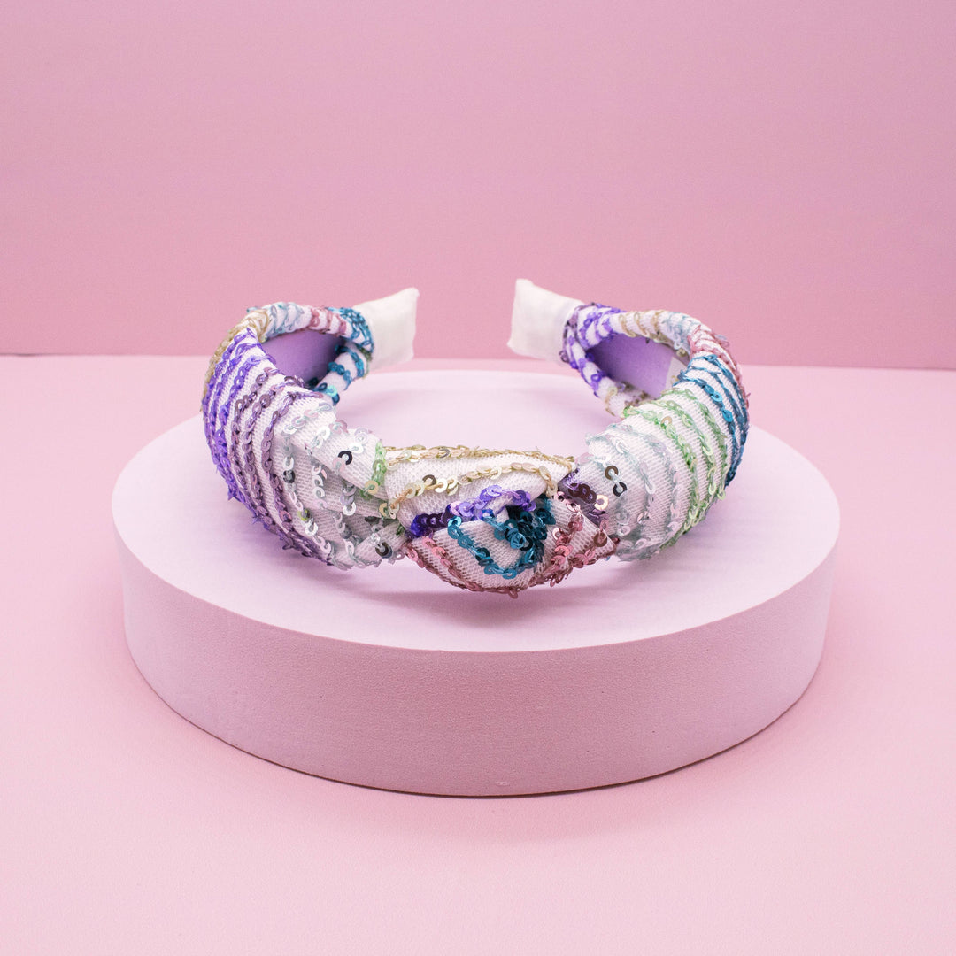Rainbow Confetti Sequin Knot Headband
