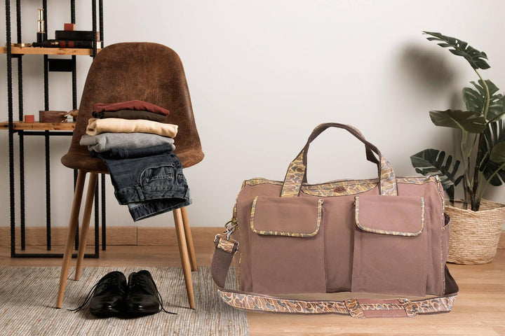 USC Gamecocks Camo Canvas Weekender Bag: Brown/Tan