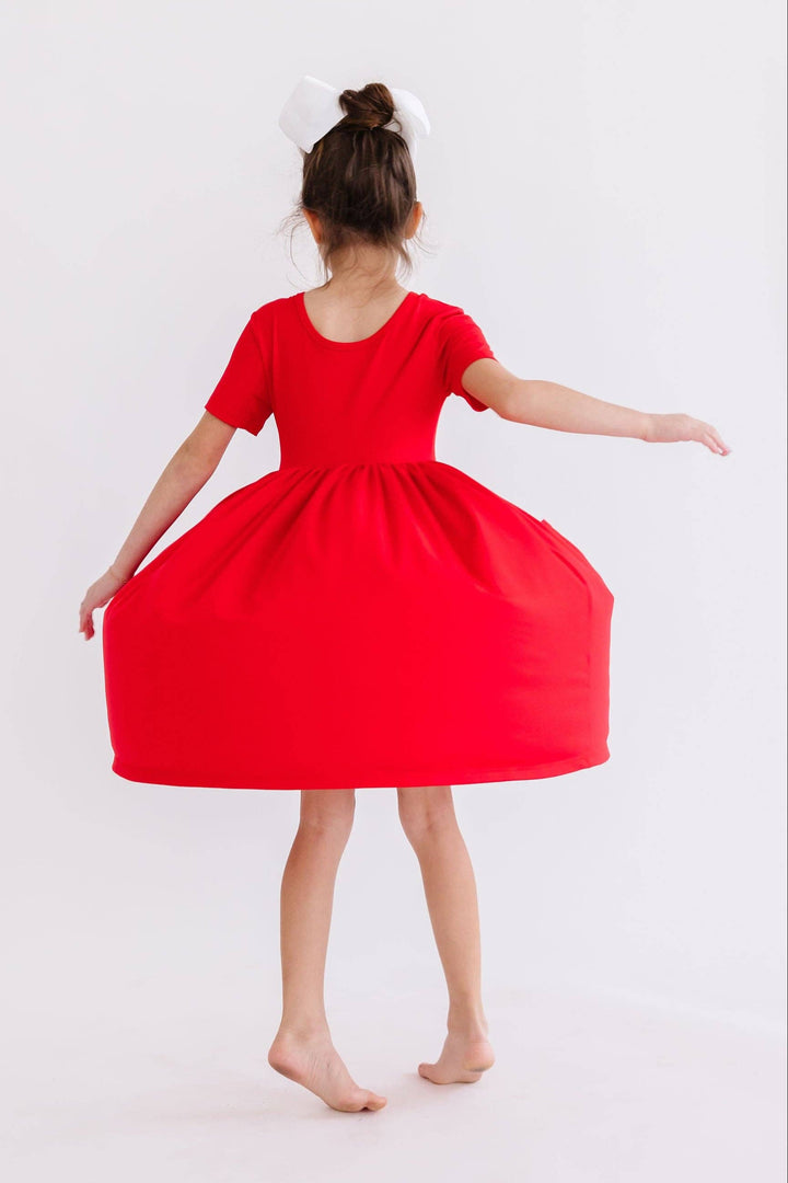 Red Pocket Twirl Dress