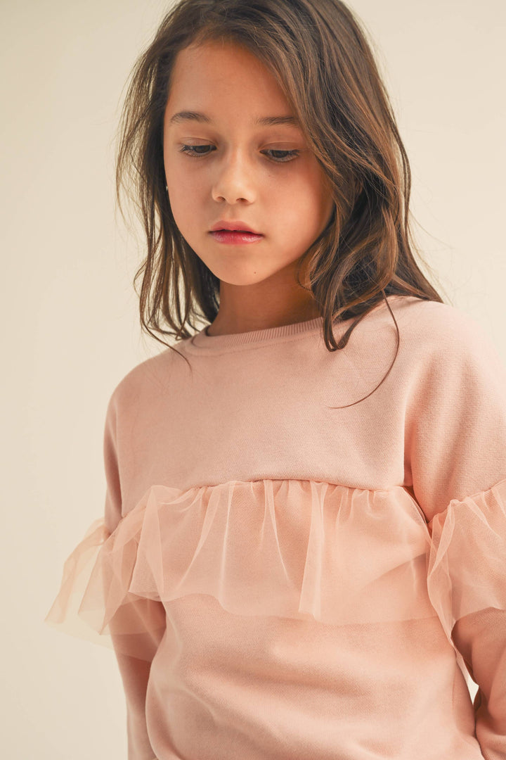 Tween Pink Ruffle Sweatshirt