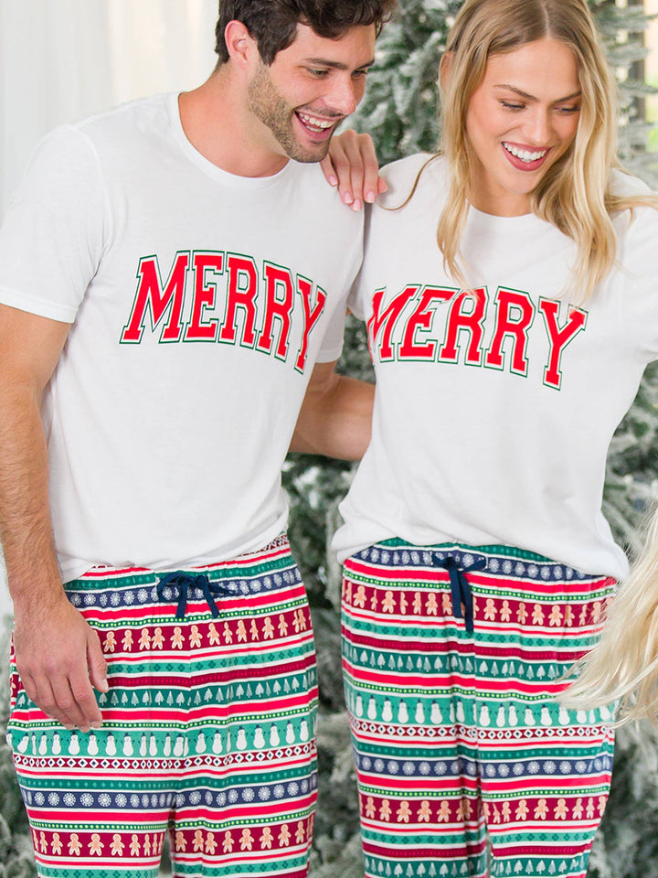Adult Red Merry Short Sleeve Graphic Tee