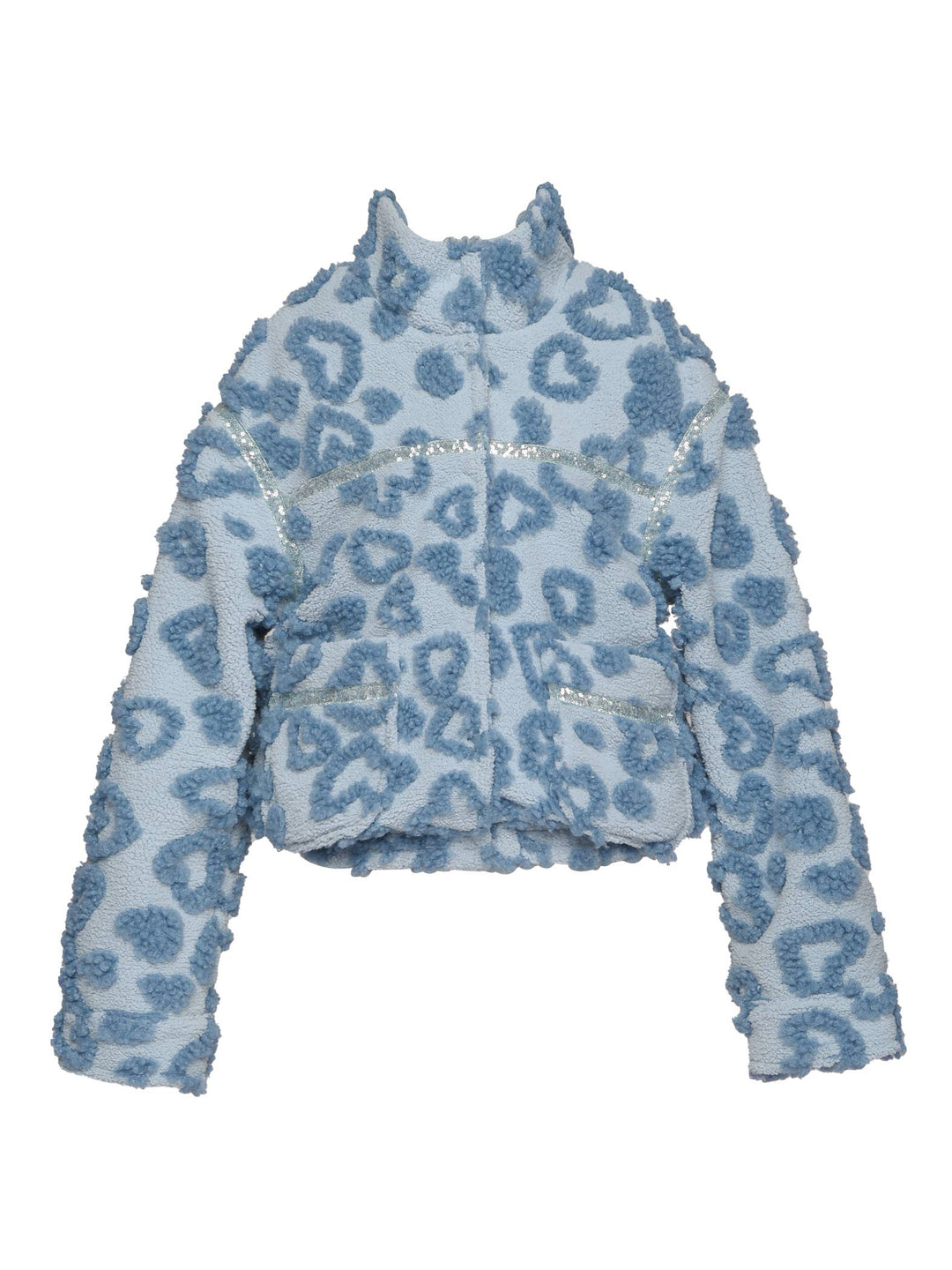 Heart Embossed Faux Sherpa Jacket
