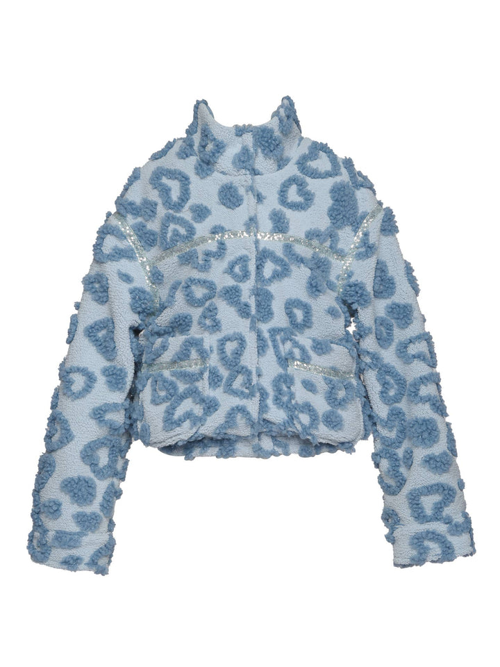 Heart Embossed Faux Sherpa Jacket