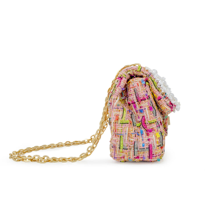 Tweed Handbag with Pearls