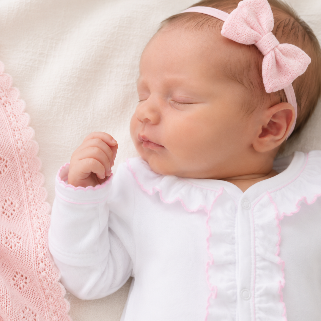 Essentials White Ruffle Converter with Pink Trim