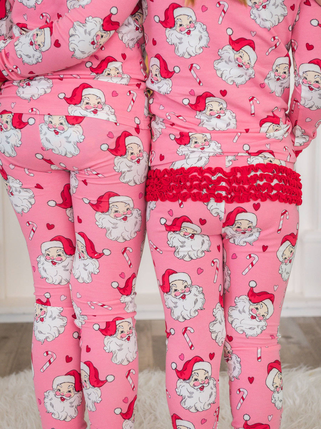 Pink Santa Joy Ruffle Long Sleeve Pajama Set