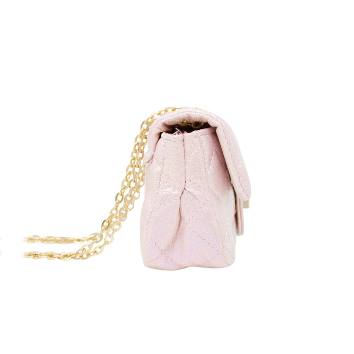 Classic Quilted Shiny Mini Bag: Pink