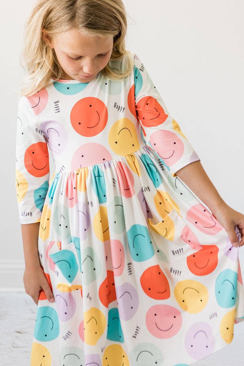 Be Happy 3/4 Pocket Twirl Dress
