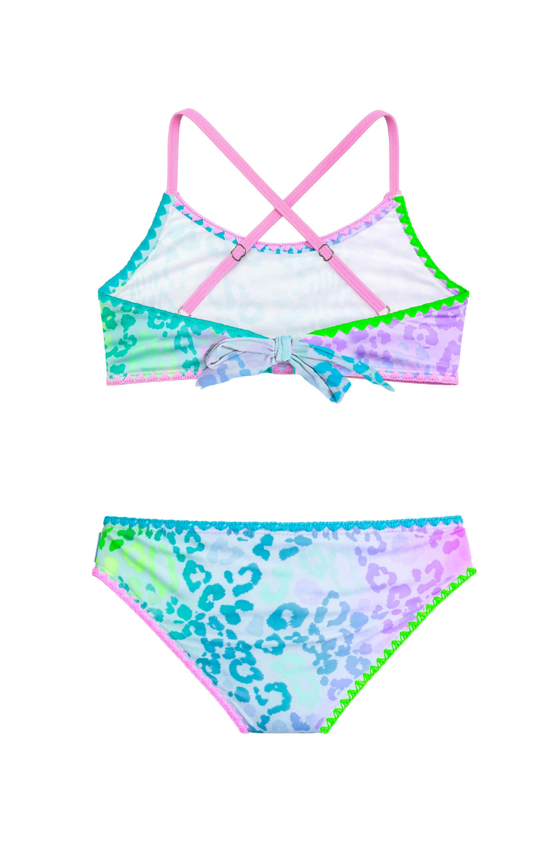 Luna Marble Print Bikini Swimsuit with Embroidered Trim