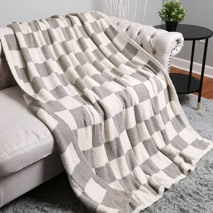 Gray Checkerboard Throw Blanket
