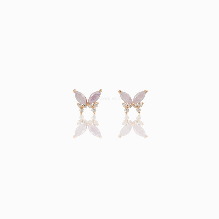 Lavender Remember Me Butterfly Studs: Silver