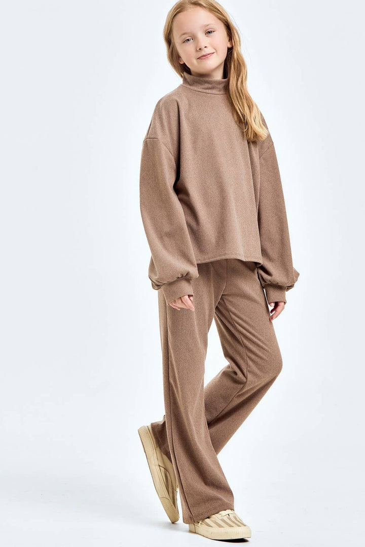 Corduroy Brush Wide Legs Pants: Mocha