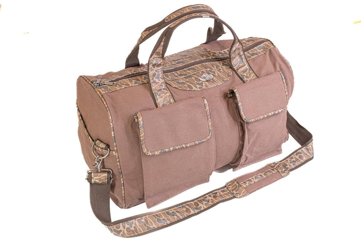Lab Brown Waxed Canvas Old School Camo Weekender Bag.: Brown/Tan