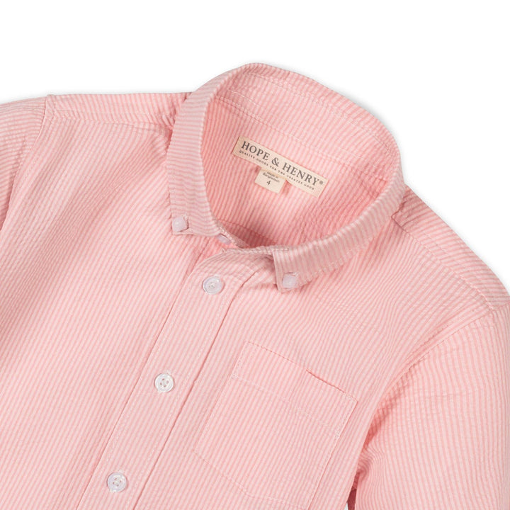 Organic Seersucker Shirt: Tonal Rose Seersucker