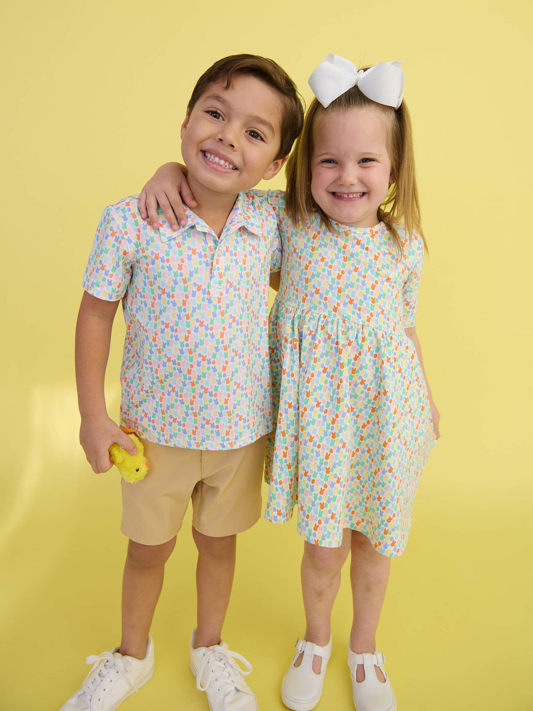 Girls Hoppy Eggs Short Sleeve Knit Twirl Dress