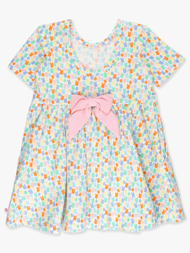 Girls Hoppy Eggs Short Sleeve Knit Twirl Dress
