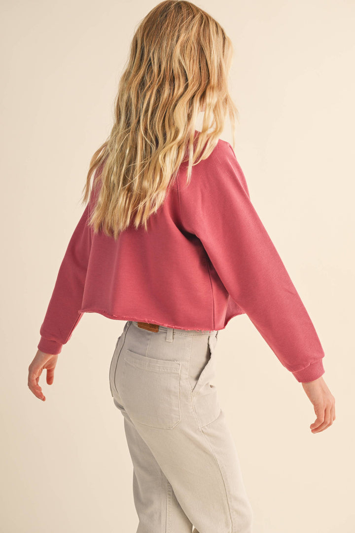 TWEEN KIDS GIRLS CROPPED RAGLAN SWEATSHIRT