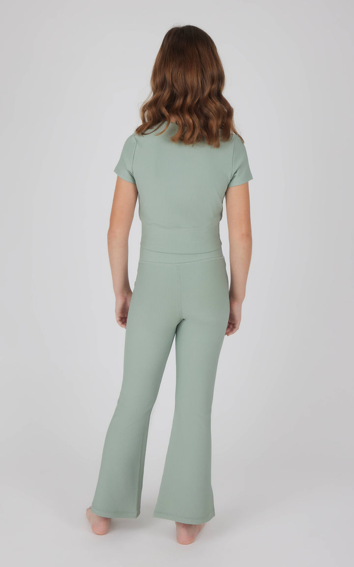 Girls Rib Crossover Top and Flare Outfit Set