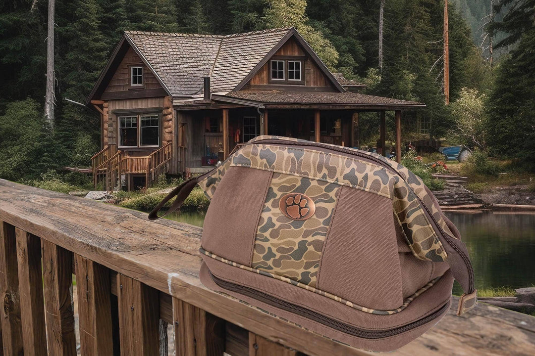 Clemson Tigers Camo Canvas Toiletry Bag.: Brown/Tan