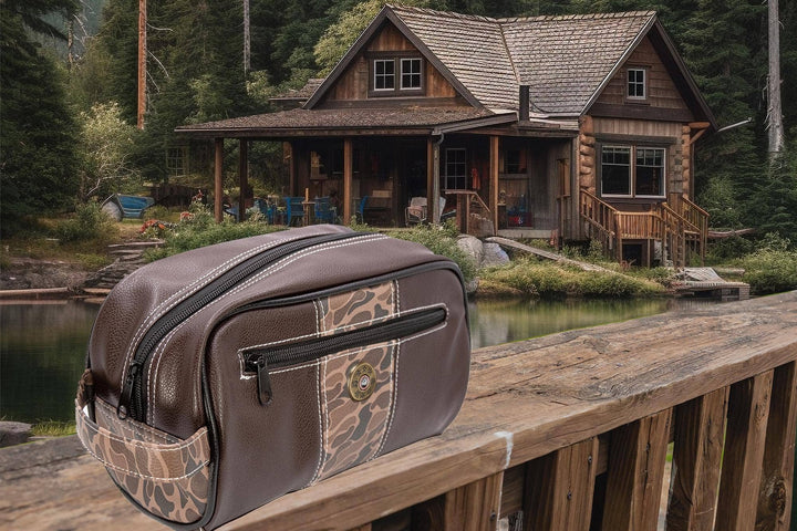 Shot Shell Brown Pebble Old School Camo Men's Toiletry Dopp Bag.: Brown/Tan