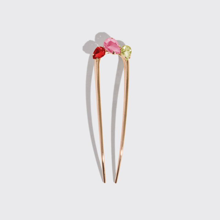 Holiday Gemstone French Hair Pin