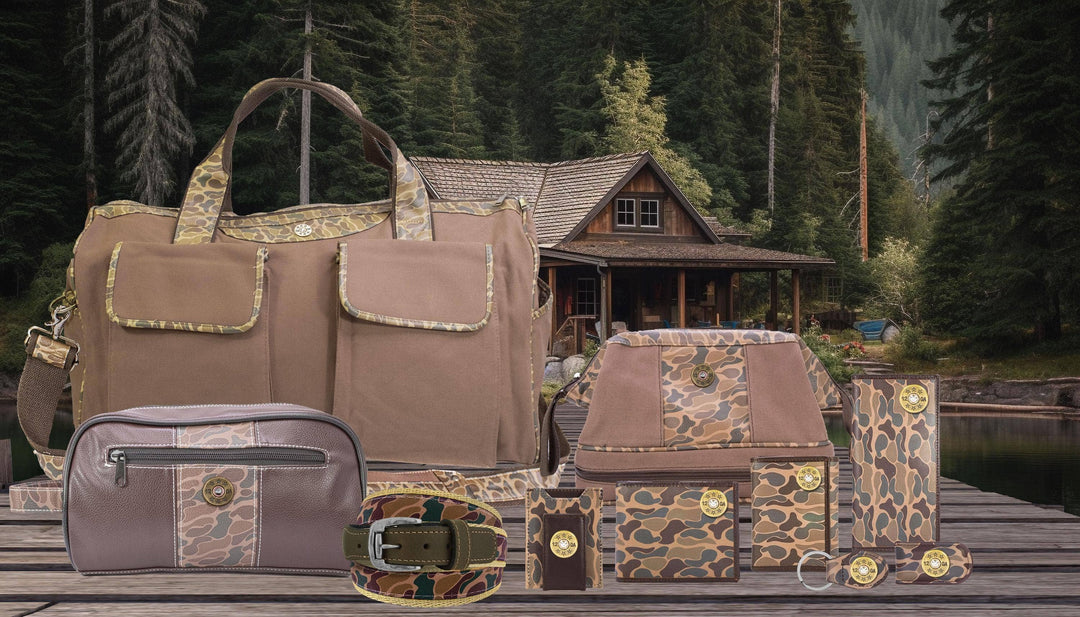 Shot Shell Brown Waxed Canvas Old School Camo Men's Toiletry Dopp Bag.: Brown/Tan