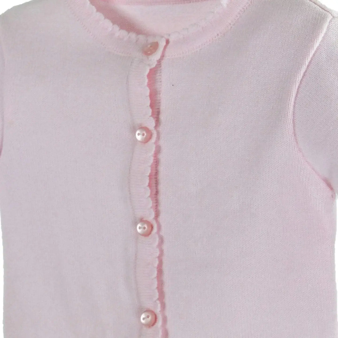 Pink Scalloped Edge Cardigan Sweater