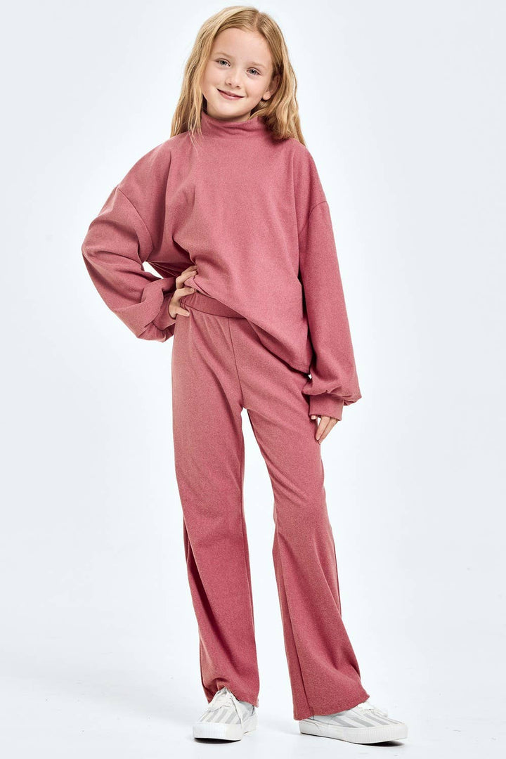 Corduroy Brush Wide Legs Pants: Masala Pink / S