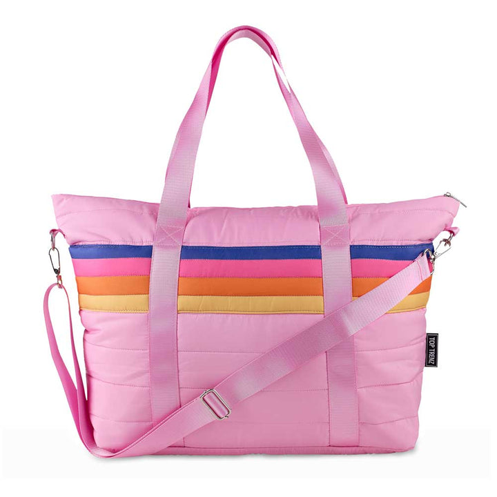 Pink Puffer Retro Stripe Tote Bag
