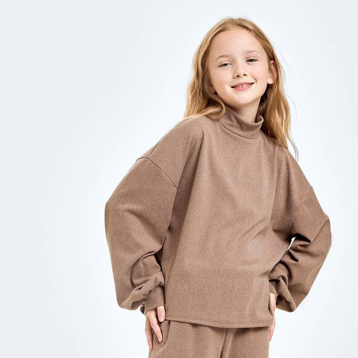 Corduroy Brush Mock Neck Sweater: Mocha