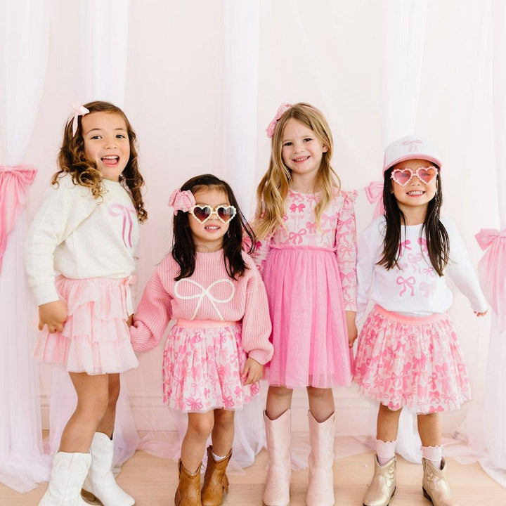 Coquette Bow Tutu - Kids Dress Up Skirt - Bows: 1-2Y