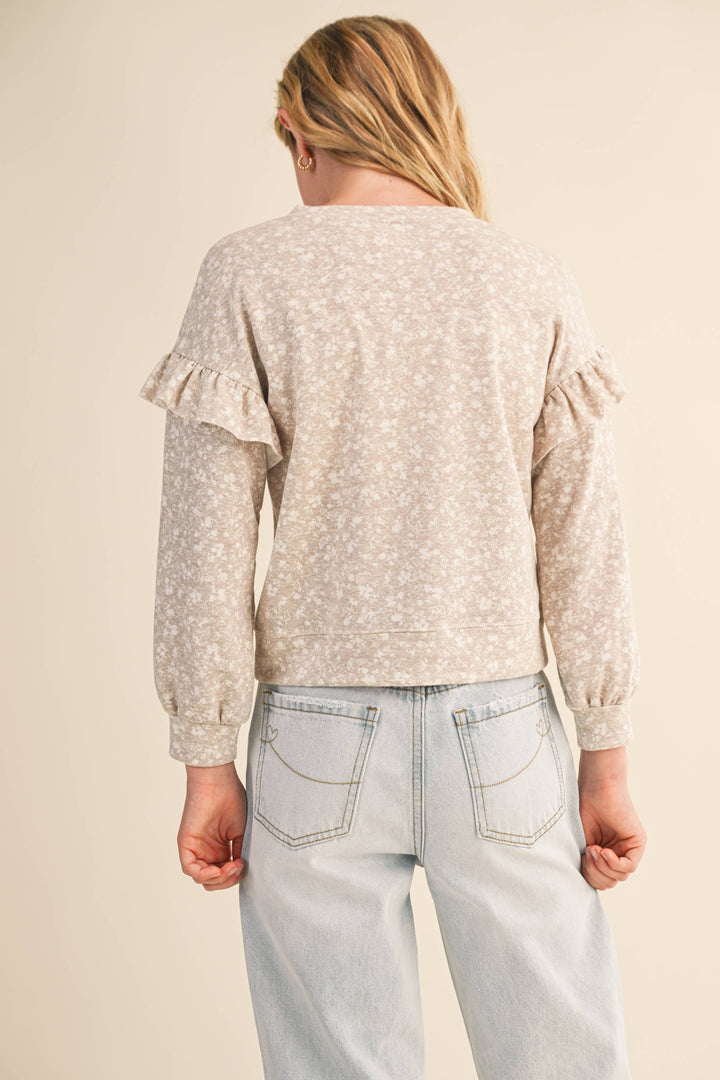RUFFLE PRINT SWEATSHIRT