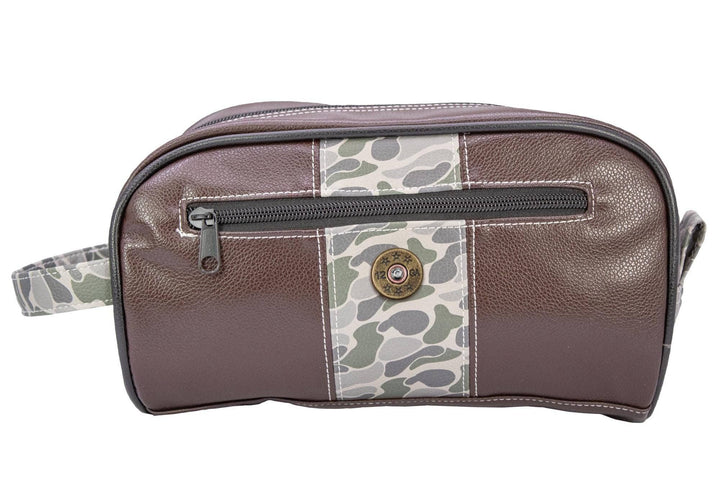 Shot Shell Brown Pebble Old School Camo Men's Toiletry Dopp Bag.: Brown/Tan