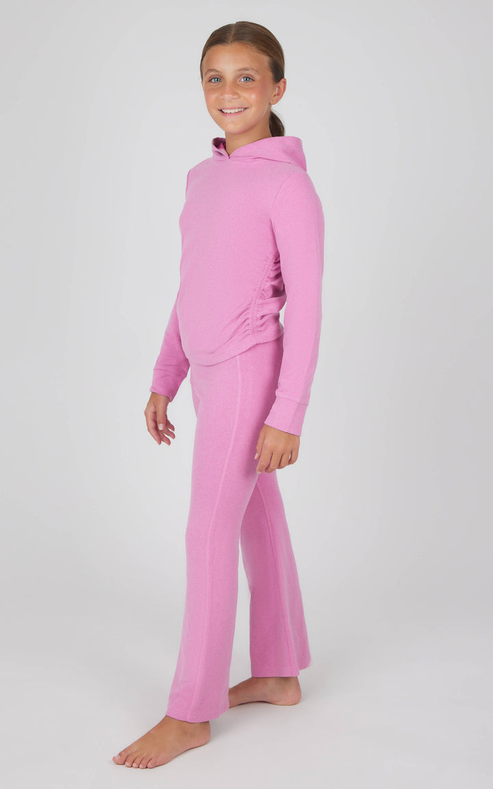 Yogalicious Tween Girls Melange Hoodie and Flare Pant Set: VERY BERRY