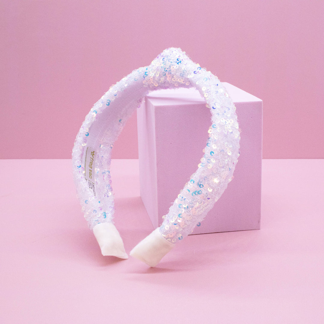 Sparkly Sequin Knot Headband: Rainbow