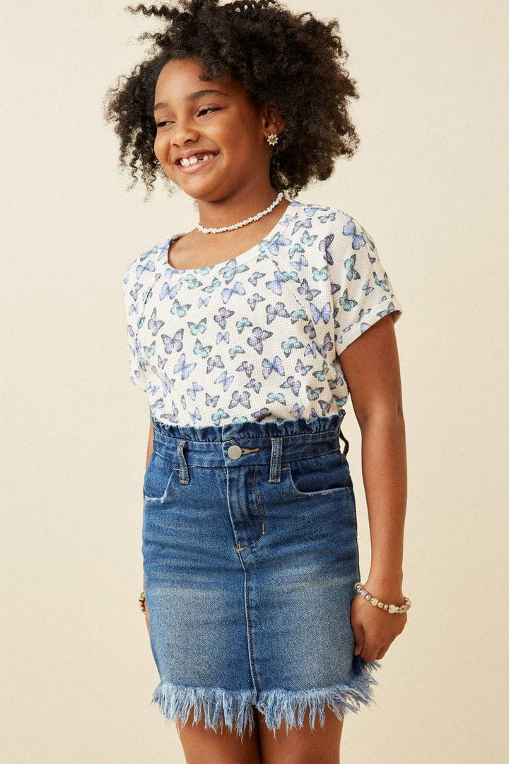 Butterfly Print Dolman T Shirt