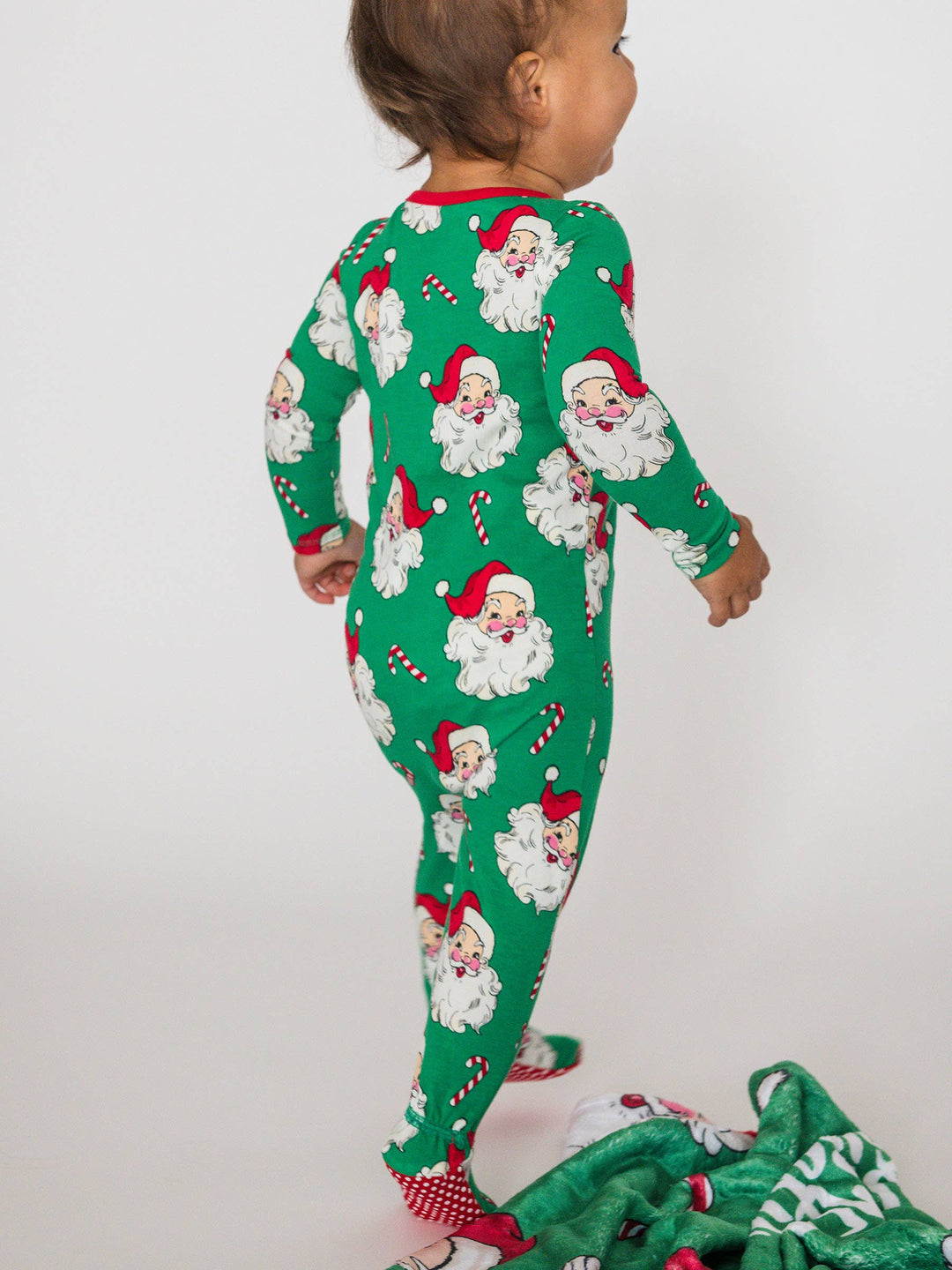 Baby Green Santa Joy Footed Pajama