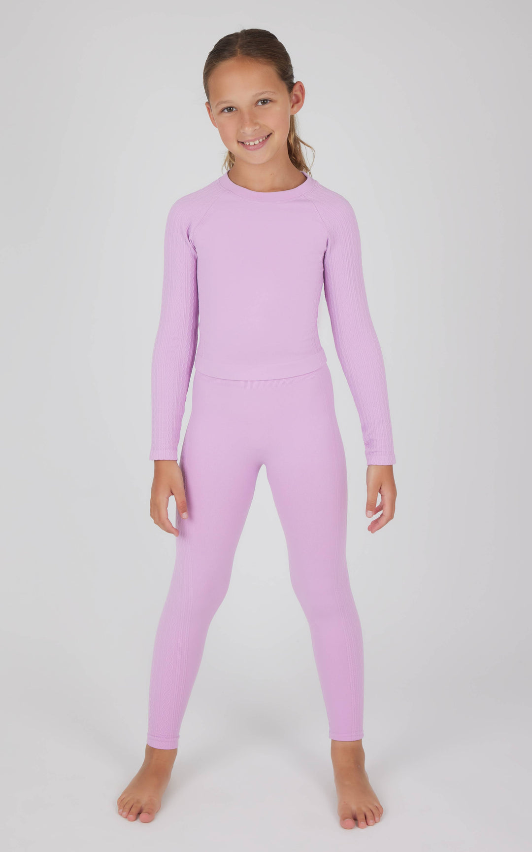 Girls Seamless Cable Knit Textured Leggings