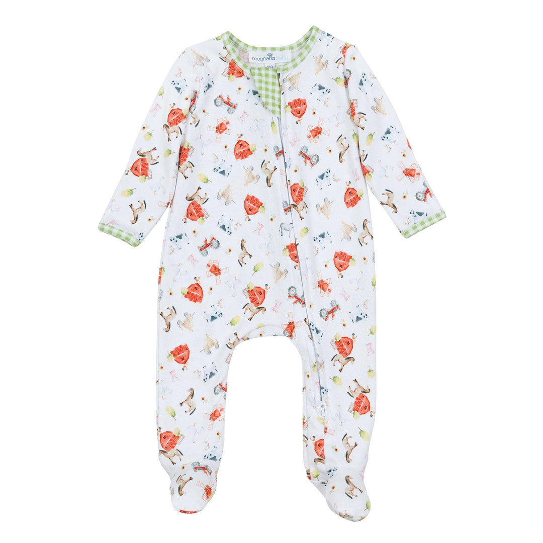 Barnyard Babies Print Zip Footi