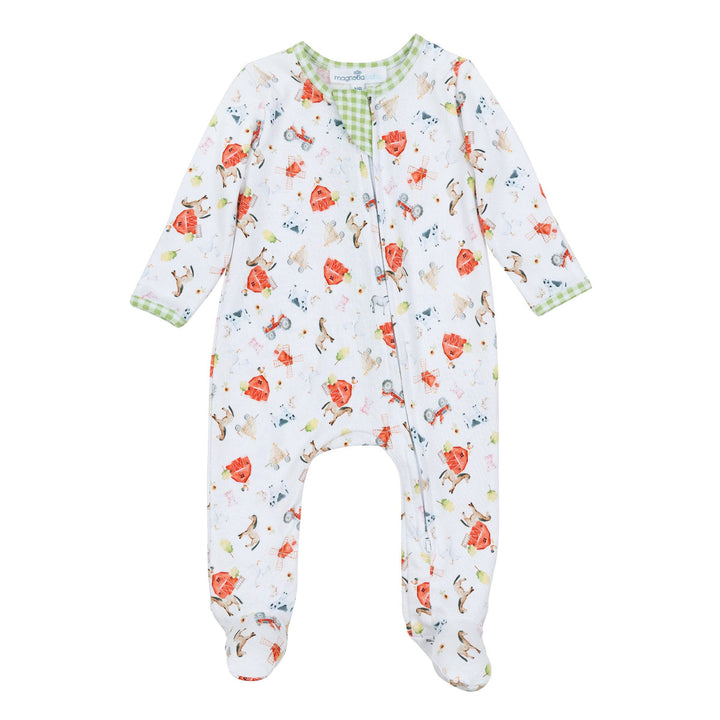 Barnyard Babies Print Zip Footi