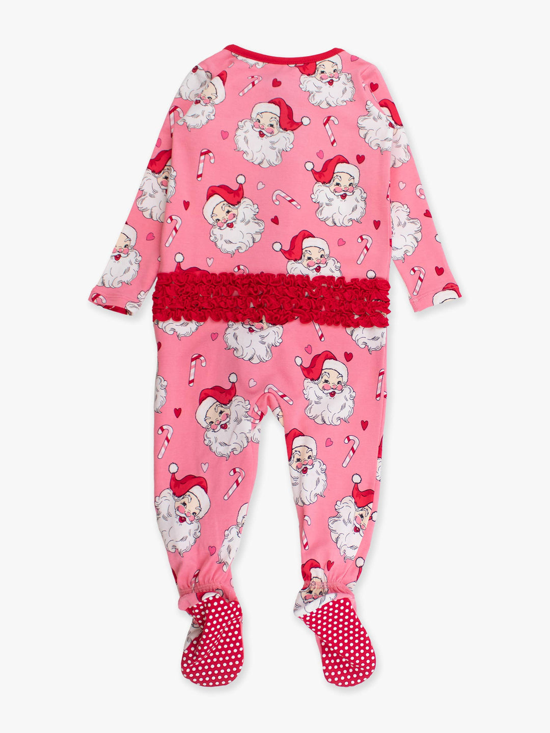 Pink Santa Joy Footed Ruffle One Piece Pajama