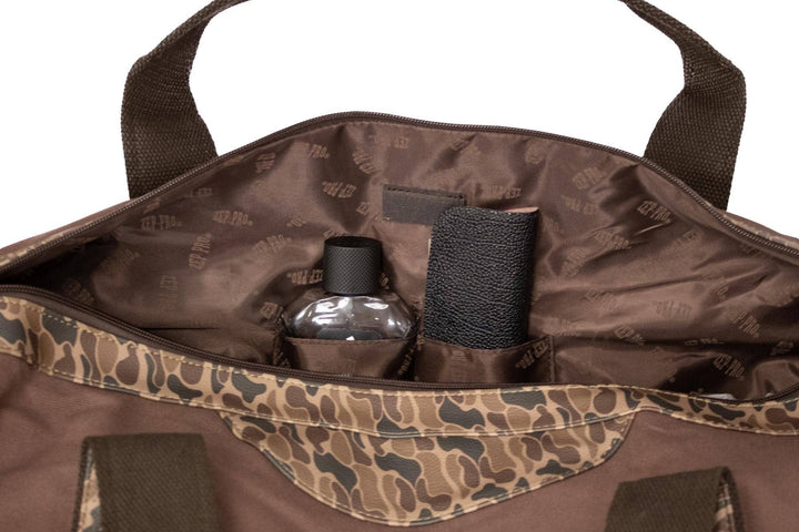 Lab Brown Waxed Canvas Old School Camo Weekender Bag.: Brown/Tan