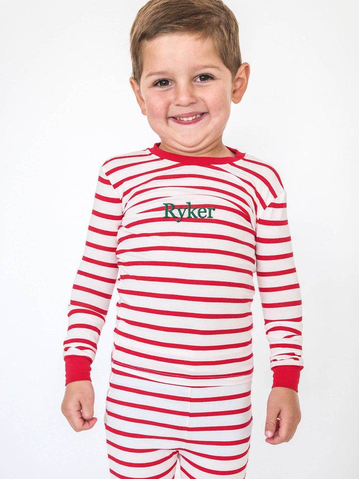 Cotton Modal Red & White Stripe Boy Pajama Set