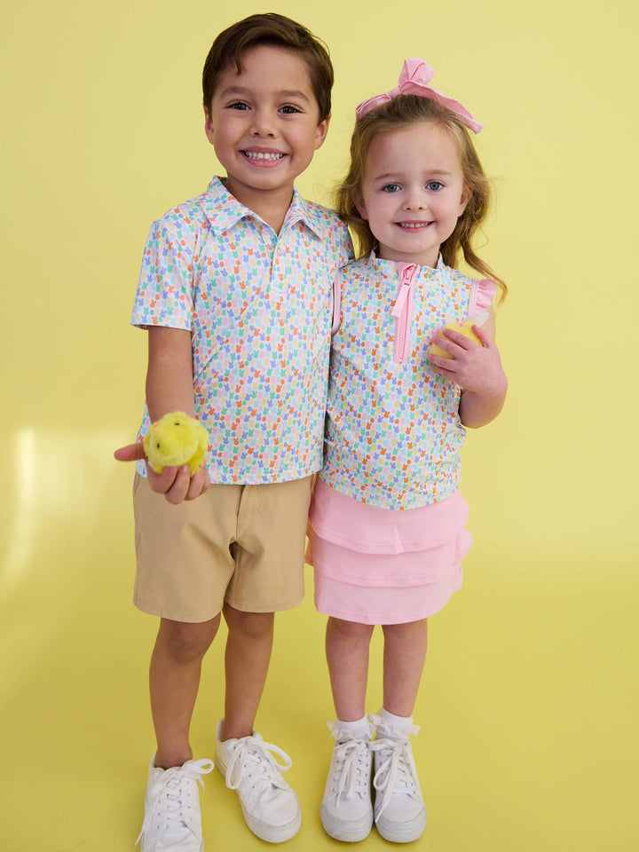 Boys Hoppy Eggs Knit Short Sleeve Performance Polo